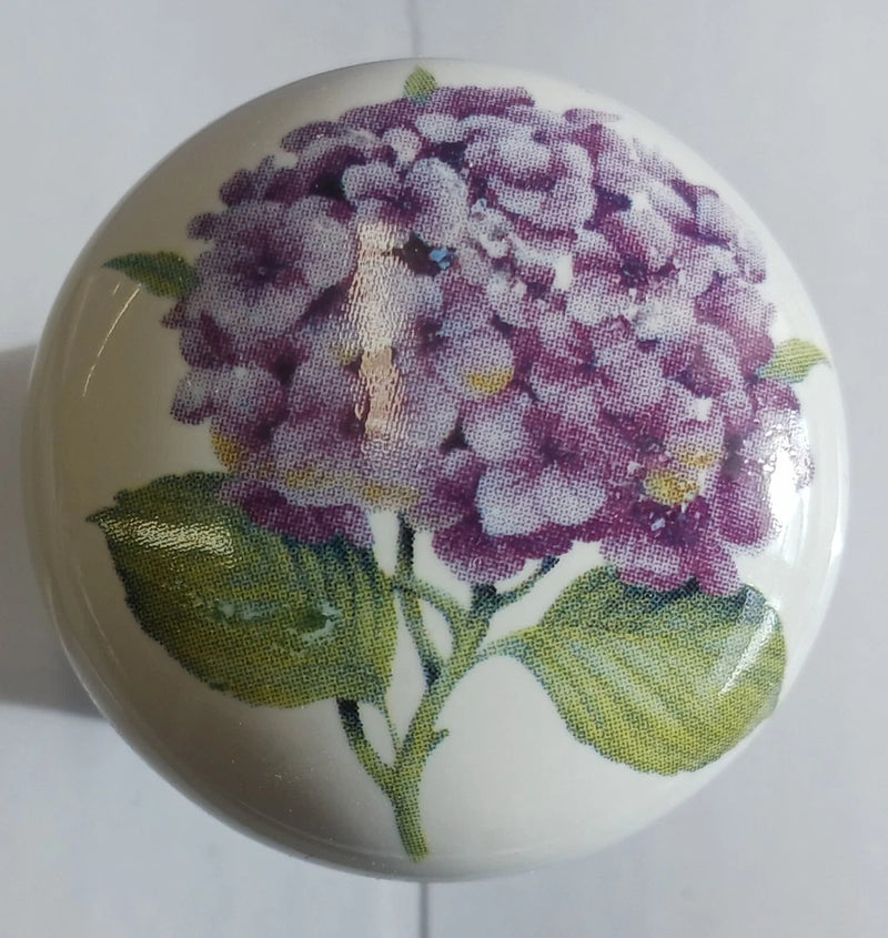 Cabinet Knobs Purple Hydrangea Flower Hydrangea