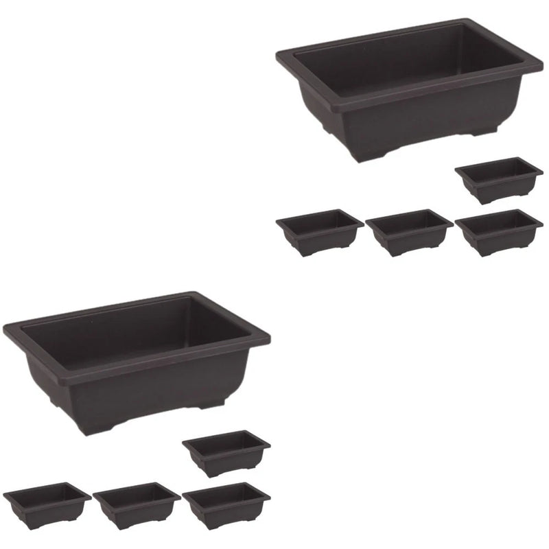 Black rectangular plastic planter pots, assorted sizes