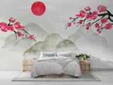 3D Mountains Sun Flowers Watercolor Wallpaper Wall Murals Removable Wallpaper Sunflower