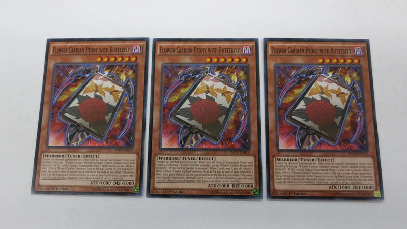 3x FLOWER CARDIAN PEONY WITH BUTTERFLY 1ST INOV-EN014 COMMON YUGIOH NM UNPLAYED Peony