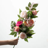 Artificial Polyester Peonies & Roses Flowers 28'' Bouquet Arrangement Peony