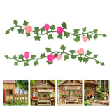 10 PCS Artificial Rose Vine Mini Flowers Vines Fairy Garden Accessories Green Plant