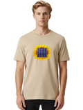 Solar-Sunflower Mens Graphic Tee, 100% Cotton, Casual Summer Wear Sunflower