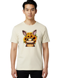 Rabbit-With-Sunflowers-10 Mens Graphic Tee, 100% Cotton, Casual Summer Wear Sunflower
