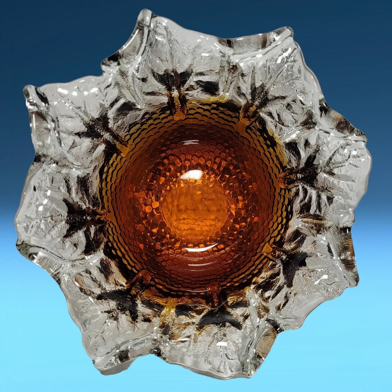 Vintage Italy Artisan Flower Handcrafted Art Glass Sunflower Bowl Artist Signed Sunflower