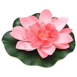 1-Set Artificial Foam Lotus Flower with Water Lily Pad, 4" [Dark Red] Lily