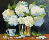 Hydrangea Floral Original Oil Painting Art Impasto Flower Still Life 8x10 in Hydrangea