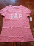 GAP Women's Candy Coral Pink Short Sleeve Classic Logo T-Shirt Size Large Roses