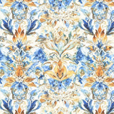 Midnight Bloom Watercolor Brocade Cotton Fabric Flowering Plants