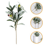 3 Pcs Artificial Olive Branches Faux Green Plastic Plant Accessory for Party Green Plant