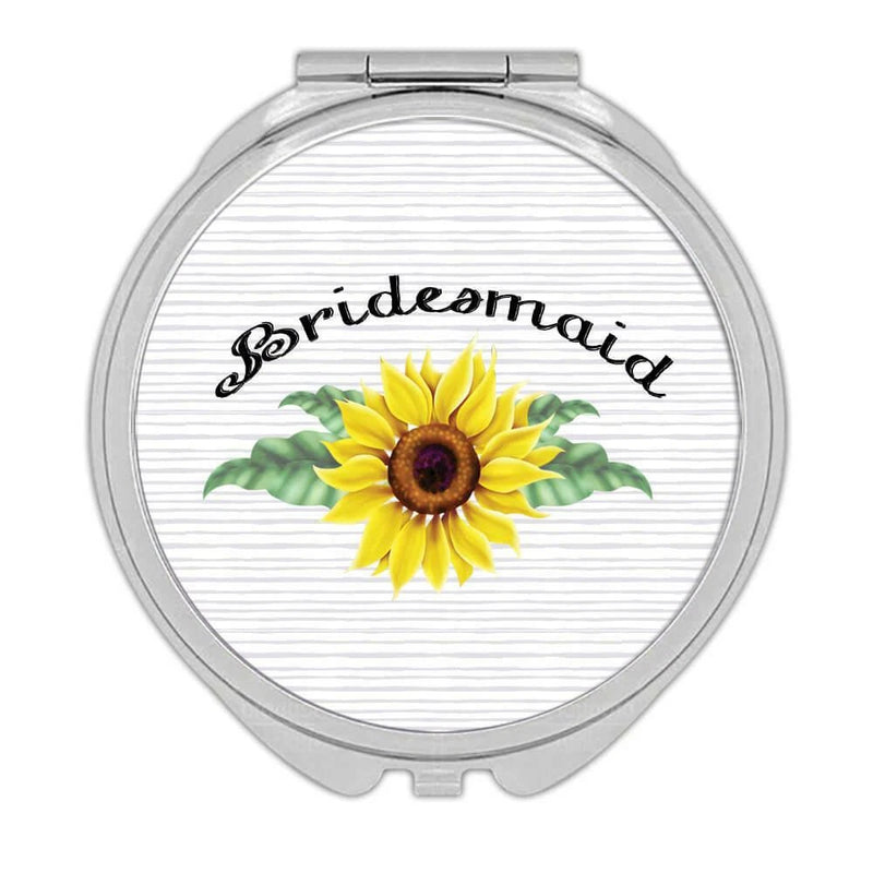 Gift Compact Mirror : Sunflower Bridesmaid Flower Floral Yellow Decor Sunflower