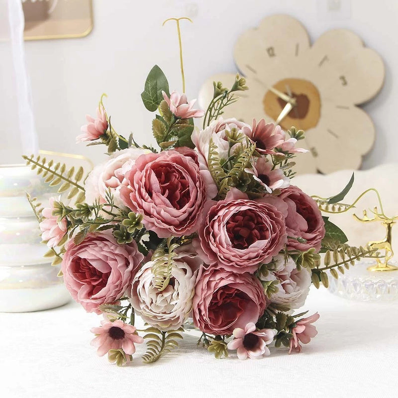 Faux Floral Arrangement Featuring Peony and Rose for Any Decorative Need Peony