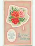 Pre-Linen BEAUTIFUL PINK CARNATION FLOWERS ON LEAF : make an offer J2898 Carnation