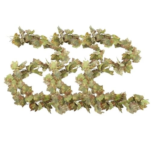 6.56ft 3pcs Artificial Grape Leaf Garland, Autumn Artificial Fake Green-2pcs Green Plant