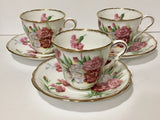 Royal Stafford Carnation flower teacup and saucer set of 3 bone china england Carnation