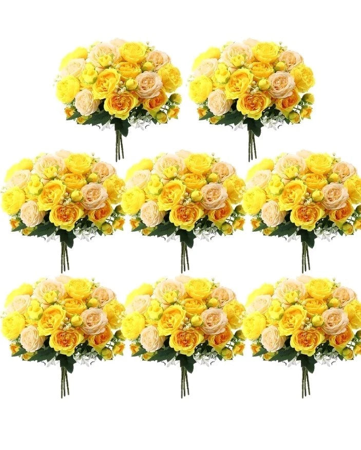 Geosar Bundle Of 8 Artificial Peonies Flowers Silk/Cloth *FREE SHIPPING* Peony