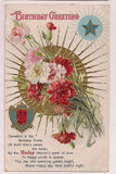 Red white Pink Carnations Birthday Ruby  Floral Flowers Postcard Carnation