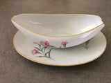 Royal Court Pink CARNATION Flower Japan - GRAVY BOAT W/ UNDERPLATE Carnation