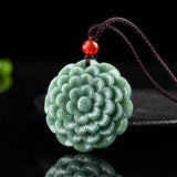 Natural Grade A Jade Jadeite Men Women . Beauty Peony Flower Pendant Gift Peony