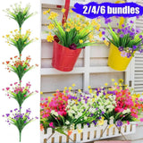 4/6/10 Bundles Artificial Fake Flowers Bouquet Faux Indoor Outdoor Plastic Plant Bouquet