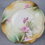 R.S. Prussia Carnation Plate 8.5Ó Hand Painted Floral Gold Gilt Cabinet Plate Carnation