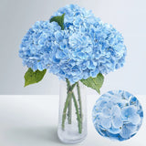 Waipfaru 21" Real Touch Blue Hydrangea Artificial Flowers Long Stem Hydrangea