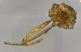 Vintage Signed RSK Gold Tone Carnation Rose Long Stem 3 7/8