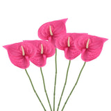 5Pcs 13" Artificial Anthurium Lily Flowers Floral Bouquet Decor, Dark Pink Lily
