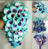 Purple Turquoise Calla Lily Bridal Wedding Bouquet Accessories Bouquet