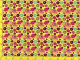 Cottonwood's Red Pink & Blue Flowers on Yellow Quilting Fabric by Yard #352 Flowering Plants