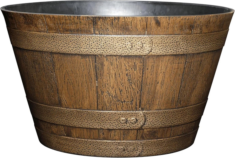 Whiskey Barrel Planters - Wooden Finish Flower Planter Pot - Stylish Garden Pots Garden Plants