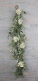 New Greenery Floral White Cream HYDRANGEA GARLAND Swag Vine 4' Hydrangea