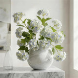 27 Inch Artificial Hydrangea Flowers, 4 Stems with 3-Head Blooms, White to Bl... Hydrangea