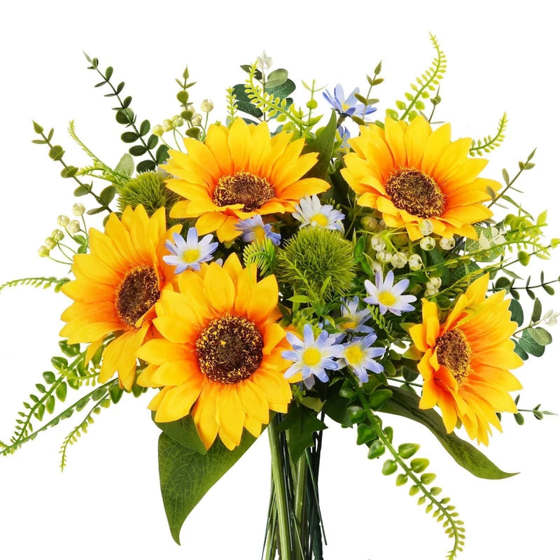 HUAESIN 15 Sunflowers Artificial Spring Flowers Bouquets Grave Flowers for Ce... Sunflower