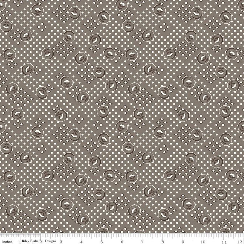 Riley Blake 43/44" Lori Holt Cookbook Pebbles Taupe Light Brown Floral Dots Flowering Plants