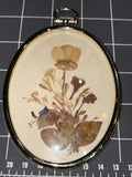 Vtg Hanging Floral Pressed Wilflowers in 4 Inch Oval Frame Dried Flower