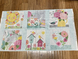 Keep Shining Bright Flowers, Birdhouses, Sunshine cotton Block Fabric panel Flowering Plants