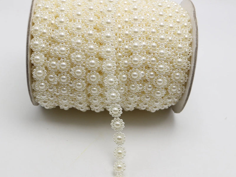 5 Mete  Acrylic Flatback Pearl Bead 10mm Sunflower Chain Garland Wedding Bouquet Sunflower