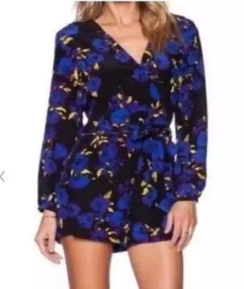 Yumi Kim Wrap Dress Midnight Carnation 100% Silk Size XS Floral Whimsigoth Witch Carnation