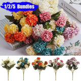 10 Heads Artificial Hydrangea Flowers Bouquet UV Resistant Plants  Home Decor Hydrangea