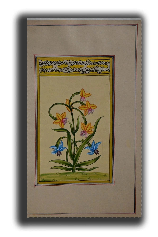 Yellow Lily Flower Handmade Miniature Floral Painting 8.5 x 5.5 in "PN4901" Lily