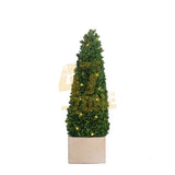 Faux Boxwood Potted Topiary Tree w/ Lights Green Indoor Outdoor Garden Decor Green Plant