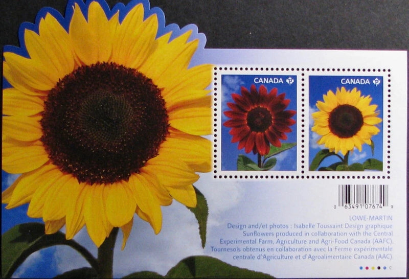 2011 CANADA #2440: VF MNH - 'Sunflowers' - Souvenir Sheet of 2 Sunflower