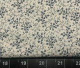 Tina Scrap 9Óx21Ó Leaf Navy Flower Floral White Vine Blue Calico Cotton Fabric Flowering Plants