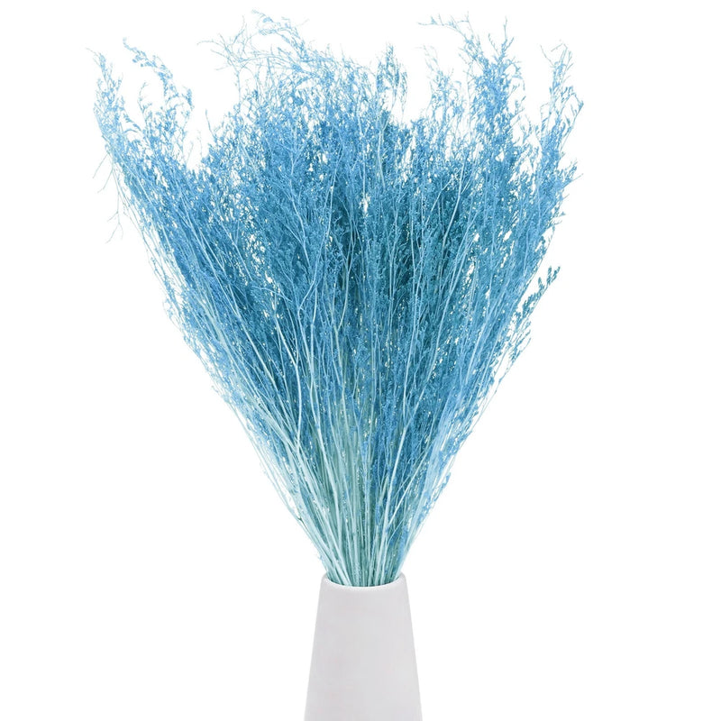 Sky blue dried limonium bouquet with bundled stems