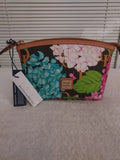NWT DOONEY  & BOURKE BLACK HYDRANGEA MONOGRAM COSMETIC BAG #2 Hydrangea