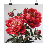 Red Peonies Flower Art Print, Red Flower Painting, Flower DŽcor 07 Peony
