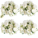 8 Packs White Artificial Peonies Silk Fake Flowers Bouquet Centerpiece Decor Peony