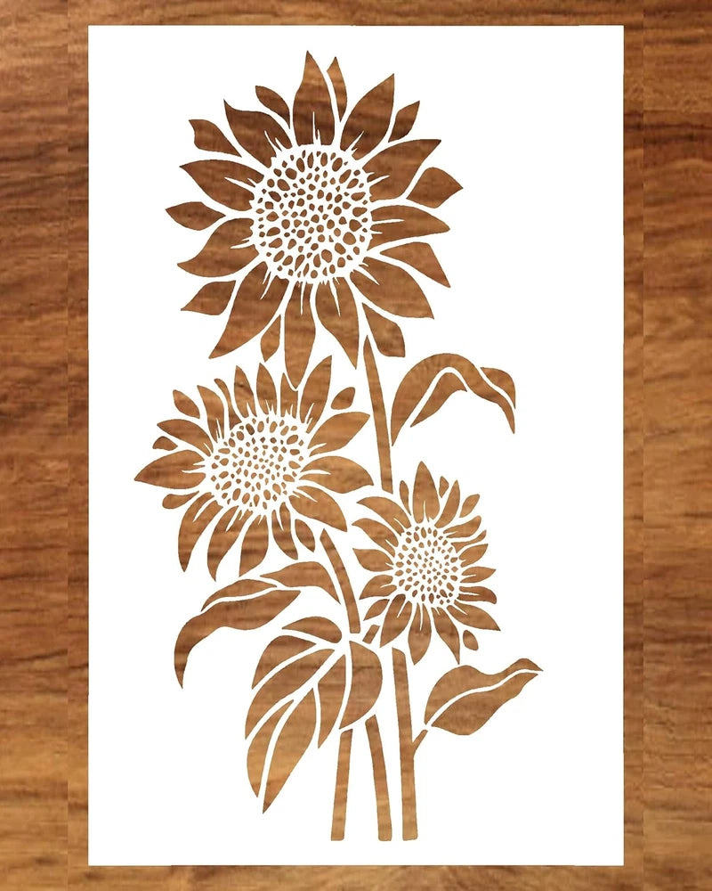 Large Sunflower Stencil for Painting (12x15 Inches) - Flower Stencils for Crafts Sunflower