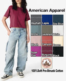 American Apparel Womens Cropped T-Shirt Ladies Boxy Tee 100% Soft Cotton S-2XL Roses